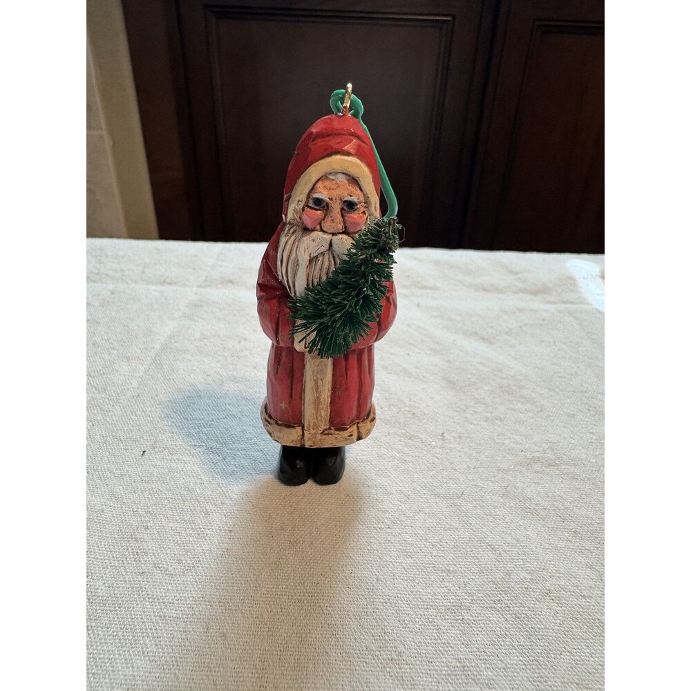 VINTAGE 1987 Hallmark Santa With TREE Ornament Initials On The Back.